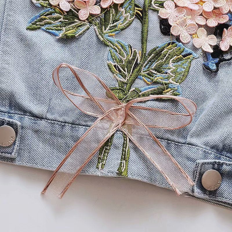 Flower Embroidery Denim Jacket