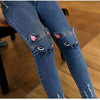Cat Embroidered Jeans
