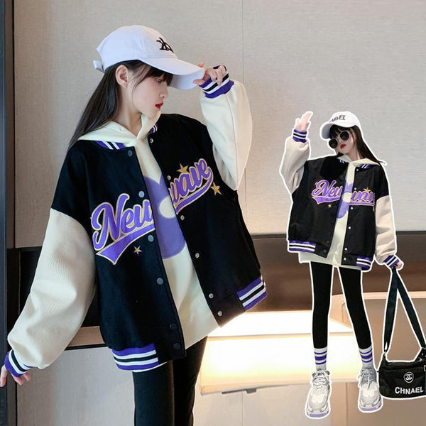 Spring Autumn Teen Girls Baseball Jacket
